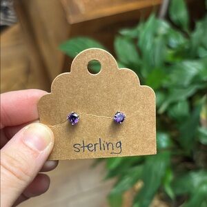 Sterling Silver and Purple Gem Stud Earrings